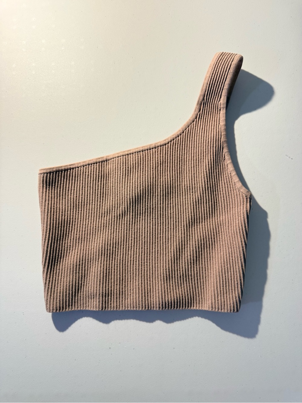 Babaton One-Shoulder Ribbed Crop Top in Blush